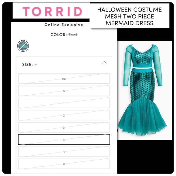 Torrid Mermaid Costume 2-Piece Mesh Dress NWT Size 4 SOLD OUT AT TORRID - Picture 11 of 16